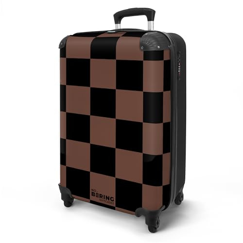 NoBoringSuitcases.com® Valise Cabine 55x35x25, Valise à roulettes, Bagages Rigide, Suitcase Légère, Trolley Cabine avec Blocs - Noir et Marron, Valise 10kg, Valise pour Avion