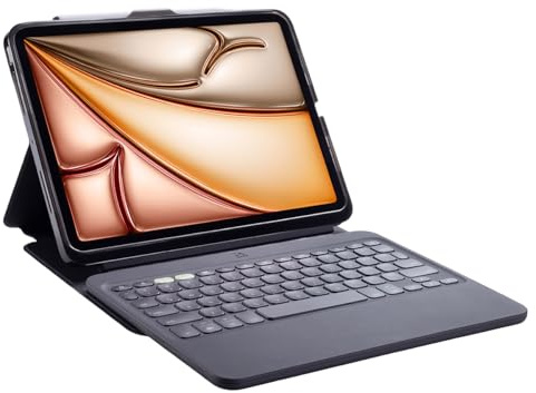 ZAGG Pro Keys 2 iPad-tangentbord och fodral för 13-tums iPad Air (M2), lätt, folio-fodral, avtagbar, lång batteritid, pekskärmshållare, bakgrundsbelysta tangenter, (engelska)