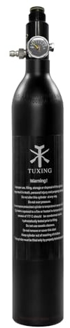 TUXING 4500 psi/300 Bar PCP Paintball Réservoir 0,5 l Bouteille en Aluminium certifiée CE avec régulateur de Paintball Valve Régulateur Manomètre Pression de Sortie : 2200 psi-M18 x 1,5