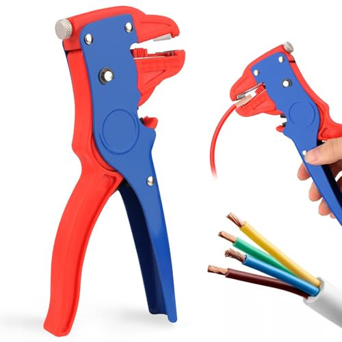 Pelacables, 2-en-1 Pela Cables Electricista Multifunción Ajustable (0,2 mm² - 6,0 mm²), Pelador de Cables, Alicates Pelacables Automático para Pelar y Cortar Cables (Azul)