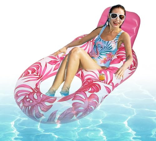 Poltrona gonfiabile da piscina, poltrona gonfiabile per adulti, zattera galleggiante con portabicchieri, sedia galleggiante ad acqua di lunga durata, amaca galleggiante alla moda, per vacanze al mare