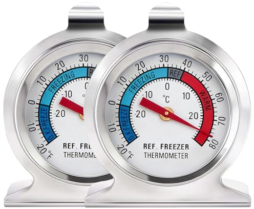 2 Pack Fridge Thermometer Refrigerator Thermometer, Large Dial Freezer Thermometer with Dual-Scale for Freezer Refrigerator Fridge Temperature Cooler