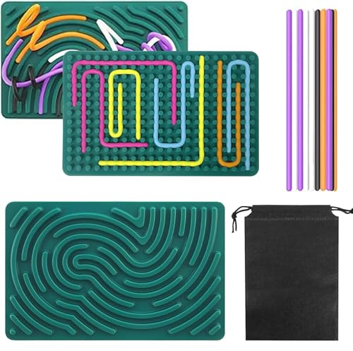 RhiVrillion Tavola Sensoriale per Adulti, Gadget Anti Stress con Borsa da Viaggio e 20 Cavi Connettori, Antistress Ufficio