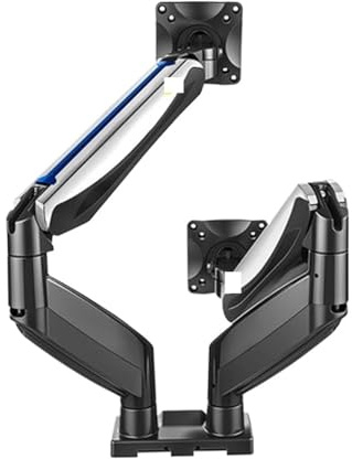 RGBENYQZ Soporte for computadora con brazo de resorte de gas de aleación de aluminio F185A, movimiento completo, 2-8 kg, for monitor LCD dual de 22-27 pulgadas, compatible con USB 3.0