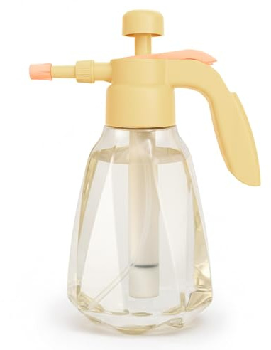 Tryckspruta 1,5 liter, handspruta med justerbart munstycke, ergonomiskt handtag och låsknapp för fin atomisering och jämn fördelning i trädgården, gul