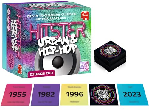 Hitster - Extension Urban & Hip-Hop - Jeu de Société Musical - 16 Ans + | 154 Hits - Scannez les Chansons, Revivez des Souvenirs – Jeu de Cartes - Soirées, Famille, Adultes - 2 à 10 Joueurs - 30 Min