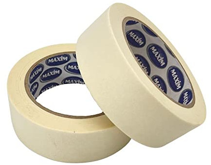 Twin Pack Premium Masking Tape - 50 Metre Rolls - Painting & Decorating Strong Adhesive Tape - 2 ROLLS (48mm x 50m)