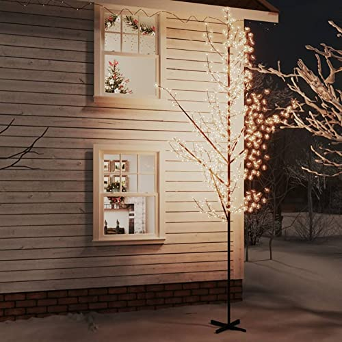 Tidyard LED-träd med körsbärsblommor, ljus, körsbärsblommor, träd, ljusträd, ljusträd, dekorativt träd, juldekoration utomhus, inomhusdekoration, varmvit 672 lysdioder 400 cm