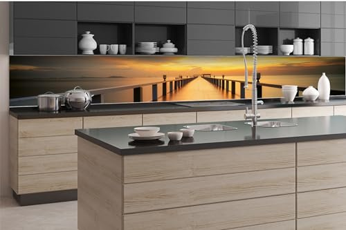 Dimex Küchenrückwand Folie Selbstklebend HÖLZERNE BRÜCKE 350 x 60 cm | Klebefolie - Dekofolie - Spritzschutz für Küche | Made in EU