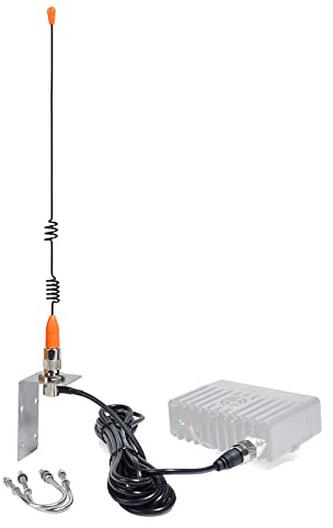 HYSHIKRA VHF Boat Antenna, 156-163Mhz Marine Whip with 5M/16.4ft RG58 Coax Cable and L Shape Fender Bracket for Marine Ship Yacht Mobile Radio