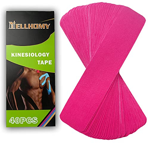 NELLHOMY 40 Piezas de Cinta Kinesiológica Pretulada,5cm x 25cm,Venda Elástica para Todo el Cuerpo, Cinta Deportiva para Soporte Muscular y Bienestar Activo(Azul y Rosa)
