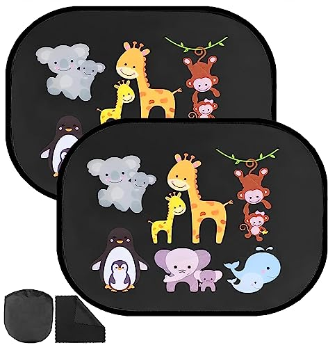 OdiuK 2er Sonnenschutz Auto Baby mit UV Schutz, 45x36cm Sonnenblende Auto Seitenscheibe Mit Fenstertuch Kinder Autofenster Sonnenschutz für Das Auto, Reduziert Wärme Schützt Mitfahrer