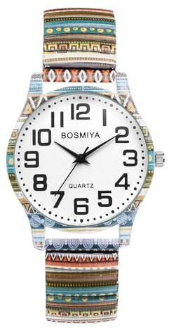 Avaner Uhren Damen Bohemian Stil: Stretchband Armbanduhr mit hochauflösendem und großen Ziffern Analoge Quarzuhr Einziehbare Banduhr Leicht Ablesbare Uhr für Frauen