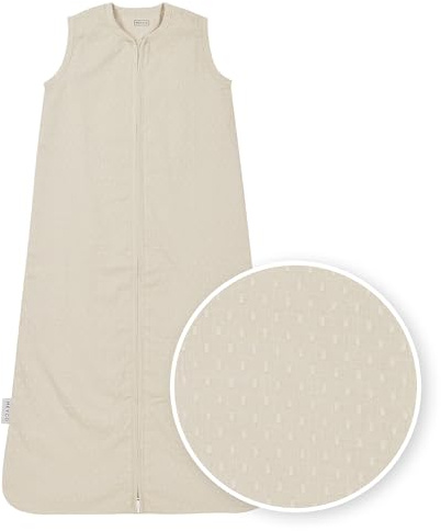Meyco Plume sovsäck, babysovsäck (sovsäck för ett behagligt sovklimat, andas, perfekt för sommaren, 90 cm, 0,5 TOG), Soft Sand