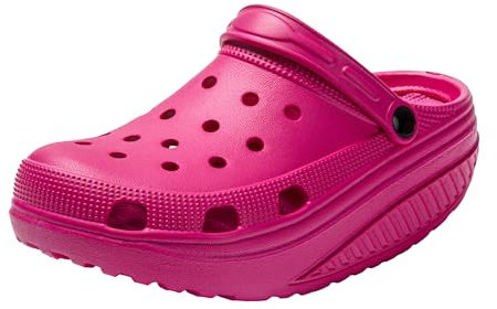 JOMIX Plateau Pantoletten Damen Taumelschuhe Sandalen Sommer Berufsschuhe Leicht Clogs Lustig (Rose, 36-37 EU, SD9526)