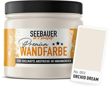 SEEBAUER diy Wandfarbe Beige 300ML für Innen (No. 003 Orchid Dream) Edelmatte Innenfarbe Sand Beige - Beigetöne sehr hohe Deckkraft - Matt, Abwaschbar und Tropffrei
