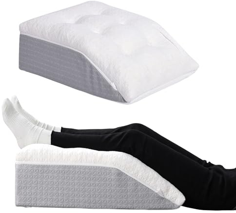 baibu Leg Elevation Pillow,Memory Foam Sleeping Support Pillow, Dual Layer bed wedge pillow for Legs, Knee Wedge Pillow, Removable Washable Cover