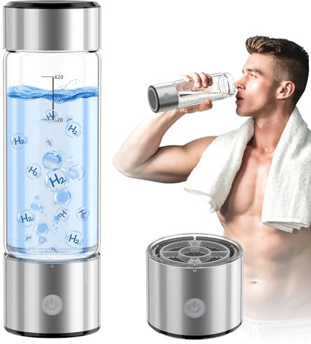 MOVOCA Hydrogen Water Bottle, 3Min 2200PPB Rapid Hydrogen Water Generator -SPE PEM Tech, 14OZ Portable Hydro Water Machine, Health Care Gifts for Husband, Wife, Family, Friends, Travel