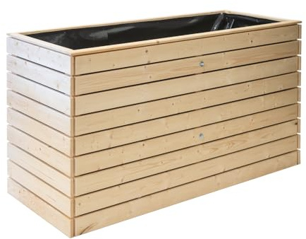 WESTMANN Jardinière surélevée en épicéa XL avec calendrier de semis | 160 x 70 x 90 cm Naturel | Parterre d'herbes pour l'extérieur | Jardinière surélevée en bois pour planter des légumes et des