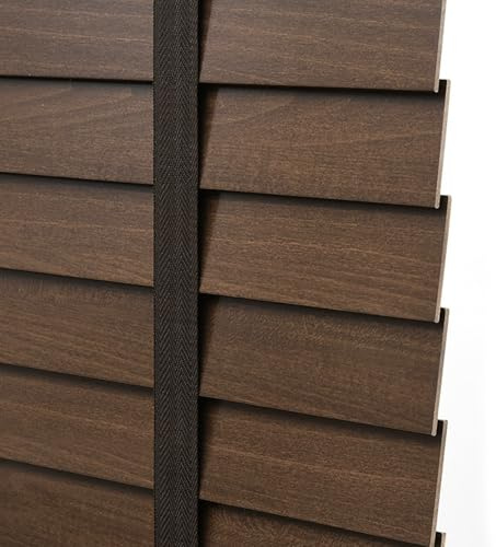 Genérico Persianas Ventanas De Madera, Estores Ventanas Horizontales De Privacidad, 20/30/40/50/60/80/90/100/120/130/150cm Cortinas Opaco/Aislantes Térmicas, Lamas De 50mm(Café)