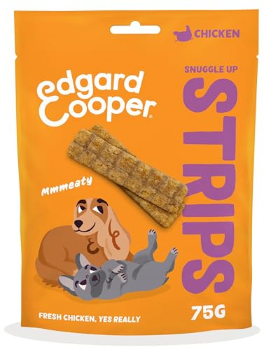 Edgard Cooper Friandises pour Chien, Snuggle Up Strips (Poulet 75 g x 1) Friandises pour Adultes et Chiots, sans céréales, ingrédients naturels, Haute teneur en protéines et Viande fraîche