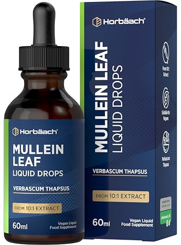 Mullein Leaf Extract Drops | High Strength 1000mg Liquid | 60ml - 60,000mg per Bottle | High Absorption | Vegan | Horbaach