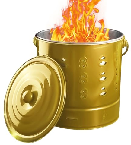 Tonneau de feu, seau poubelle en acier inoxydable avec couvercle, brûleur résistant à la chaleur pour une utilisation en extérieur, meilleur accessoire de cheminée de jardin, paysagistes, campeurs