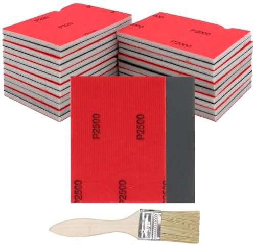 VEGCOO 24 Stück Schleifschwämme Set Nass Trocken 120 bis 4000 Körnung Inklusive 1 5 Zoll Pinsel Für Holz Metall Auto Oberflächen Polieren Schleifpapier Ersatz Vielseitig Anwendbar
