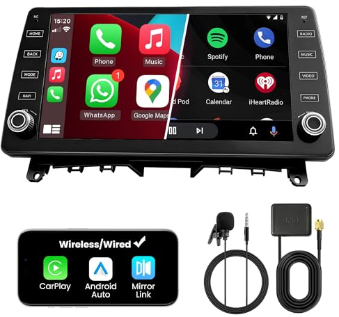 FLUXEONS Autorradio Doble DIN con Pantalla para Mercedes-Benz C200 C180 C220, CarPlay & Android Auto Inalámbrico, Pantalla Táctil Auto de 10, 4GB+64GB, Bluetooth WiFi 5 GHz Dab+ FM AUX GPS