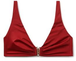 CALZEDONIA Woman's Tank Swimsuit Top Shiny Satin in Red, Size M