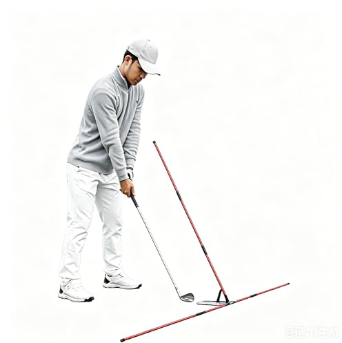 Correcteur de Plan de Swing de Golf, Bâtons d'Alignement de Golf en Fibre de Verre, Aide à l'Entraînement Réglable avec Plaque ABS, Baton du Diable Golf pour Correction de Posture & Releve Pitch Golf