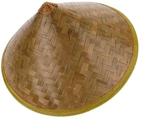 MALUGOGO Sombrero tradicional japonés de bambú cónico samurái sin herramientas, sombrero de paja tejido hecho a mano con diseño elegante, pieza decorativa ligera para hombres para cosplay y decoración