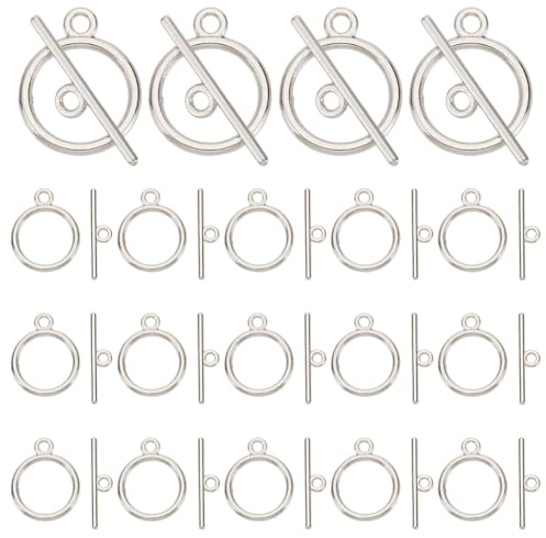 PandaHall Elite – Cierres T Toggle Conector de aleación, 40 palancas en barra T, estilo tibetano, para joyería, 15-21x2 mm