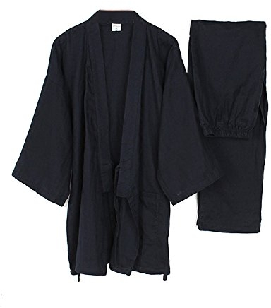 Fancy Pumpkin Männer japanischen Stil Roben dünne Kimono Pyjamas Anzug Meditation Set-Navy-Größe XL