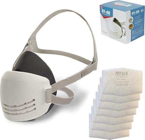 Tesoro Moda Reusable Respirator Mask with 7 Filters – Half Mask Respirator for Woodworking, Welding, Polishing Painting and Work Protection – Comfortable Quick-Release Headband and Dual Filtration
