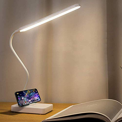 MAYTHANK Lampada LED Scrivania Batteria Ricaricabile 2000mAh, Luce Lettura Libro Senza Fili,Touch Control 3 Colori, 6 Luminosità Regolabili, Lampada Tavolo per Studiare