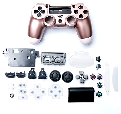 HUAYUWA Coque de rechange en plastique avec boutons pour manette de jeu Playstation 4 Slim 4.0 JDM-040 ((version v1), or rose