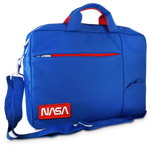 Atlantis NASA edition Borsa notebook 15.6 pollici a tracolla, imbottitura interna, vano porta documenti, tasca esterna per accessori, fascia per aggancio Trolley . Cinghia a tracolla, colore blu.