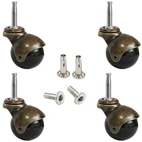 Antique Furniture Caster Wheels, 2 inch Ball Casters Plate Casters, Vintage Swivel Caster Ball Wheels with Top Mounting Plate for Sofa Chair Cabinet Furniture Bench