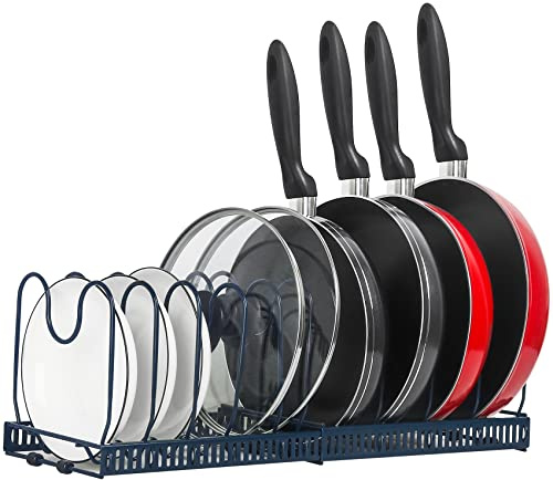 ROOHUA Pot and Pan Lid Organizer Rack for Under Cabinet, 12-23 Expandable