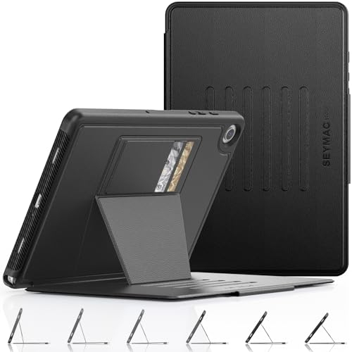 SEYMAC stock Hülle für Samsung Galaxy Tab A9+ Plus 11 Zoll, Stoßfeste Hülle mit [Mehreren Winkeln] Verstellbarem Ständer & Kartensteckplätze, Auto Schlaf/Aufwach für Galaxy Tab A9 Plus, Schwarz