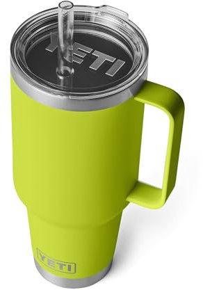 YETI Rambler 30 oz Tumbler with Handle and Straw Lid, 1.03L Capacity, Stainless Steel, Double Wall, Sweatproof, Insulated Straw Tumbler, Greenish Yellow