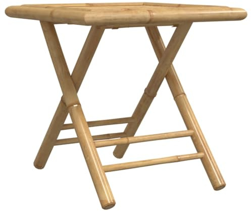 vidaXL Gartentisch, Balkontisch mit Latten-Design, Klapptisch für Garten Balkon Terrasse, Tisch Beistelltisch Gartenmöbel, Rund Bambus