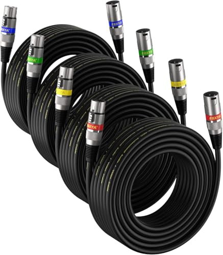 EBXYA Cable XLR de 6 m, 4 unidades, cable de micrófono equilibrado DMX macho a hembra, adecuado para micrófonos, emisoras de radio, iluminación de escenario
