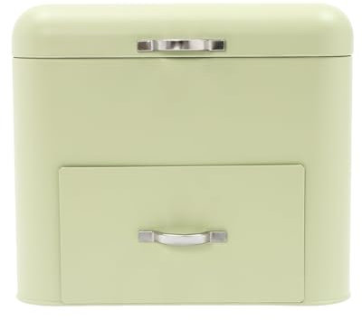 AXGCAA 2 Layer Metal Bread Boxes, Portable Bread Bin, Drawer Type Bread Boxes with Top Lid, Bread Fresh Keeper Organizer, Suitable for Storing Bread Pastries and Other Daily Necessities(Green)