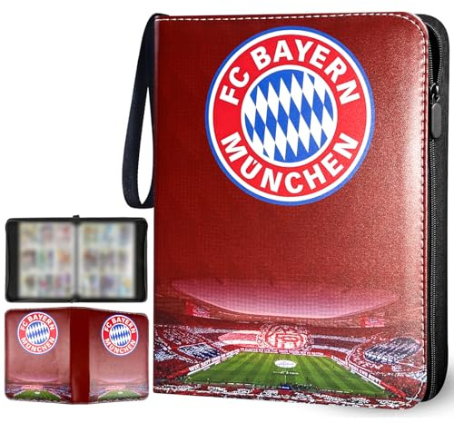 YCWIN Fussball Karten Sammelalbum mit Reißverschluss und 50 Herausnehmbaren Hüllen, 9 Taschen Fussball Sammelkarten Album für 900 Karten