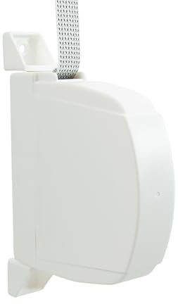 TELKES - Recogedor de Persiana Exterior Abatible - Enrollador de sobreponer con Cinta para fijación en Pared o Marco Ventana - Sistema Universal (Blanco, Cinta 14mm)