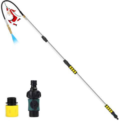 Orvella 12ft Gutter Cleaning Tools, Long Reach Telescopic Gutter Cleaner Tools From The Ground, Rain Gutters Cleaning Tool With Garden Hose Attachment and Bendable Gutters Wand