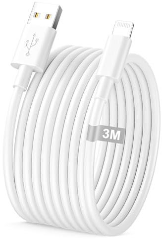 Cable Cargador iPhone 3M [Certificado MFi], Cable iPhone Carga Rapida Largo Cable USB Lightning iphone Charger cable Cabo para iphone 14 13 12 11 Pro Max Mini XS XR X 8 7 SE 6 6 Plus 5 5S, iPad