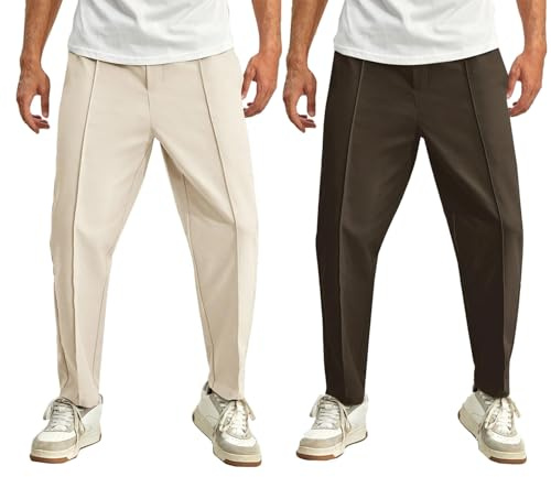 Lymio herrbyxor, normal passform, fritidsbyxor (TP-89-92), beige kaffe, XL